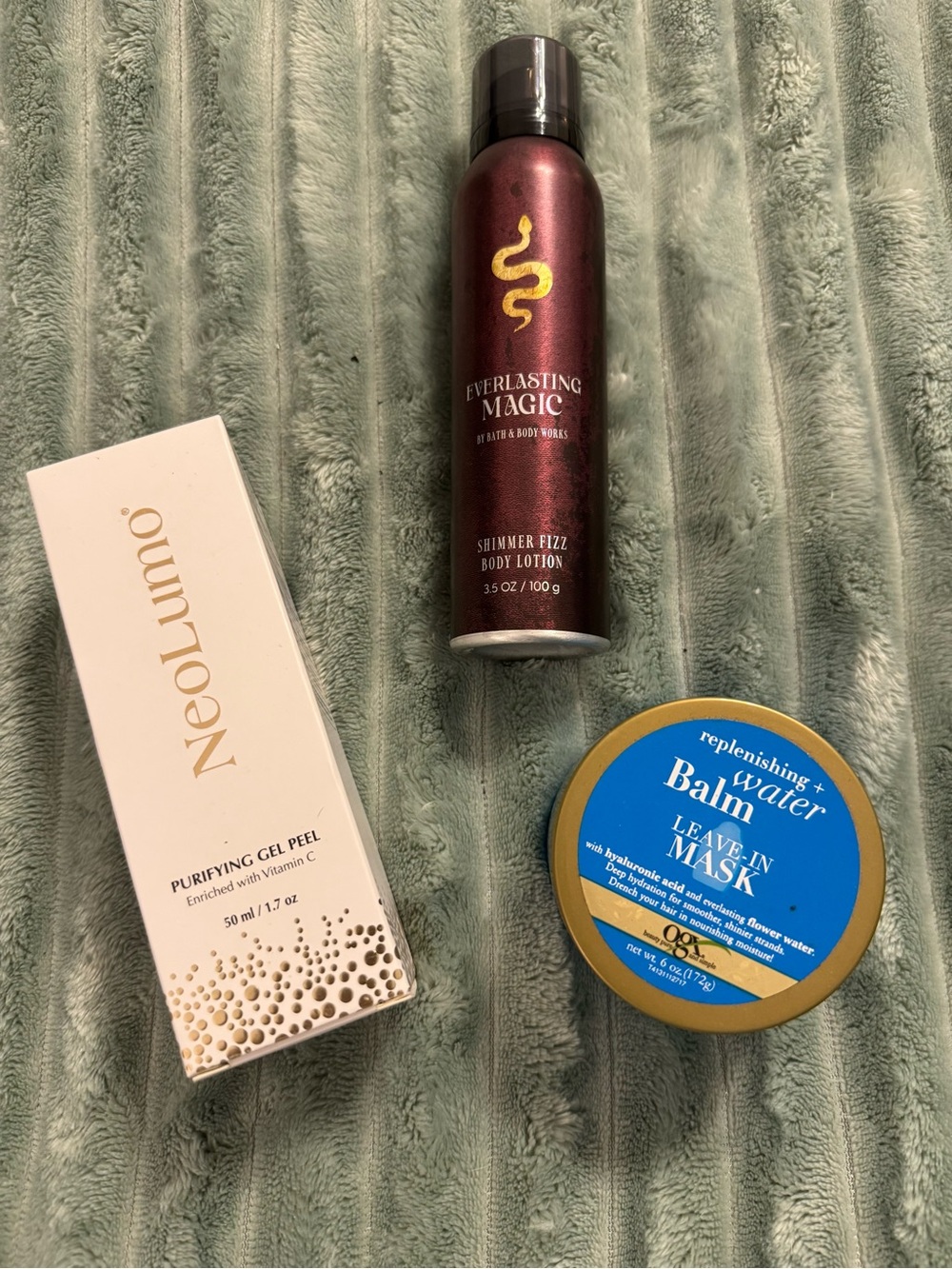 Spa set! NeoLumo Purifying Gel Peel - White & Gold Box, hair mask, sparkle mist